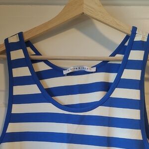Parke & Ronen Blue and White Striped Tank Top
